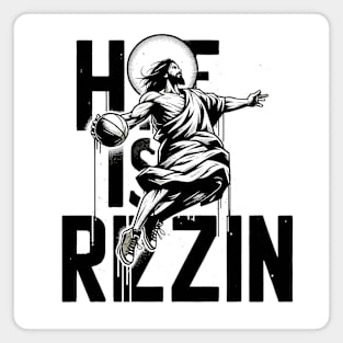 He Is Rizzin Funny Jesus Play Basketball Easter Christian Anime Magnet